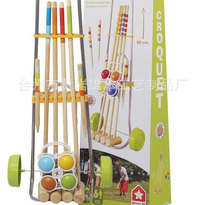 6 Player Croquet Set With Wooden Trolley  |  Outdoor Toys Games & Puzzles Games & Puzzles