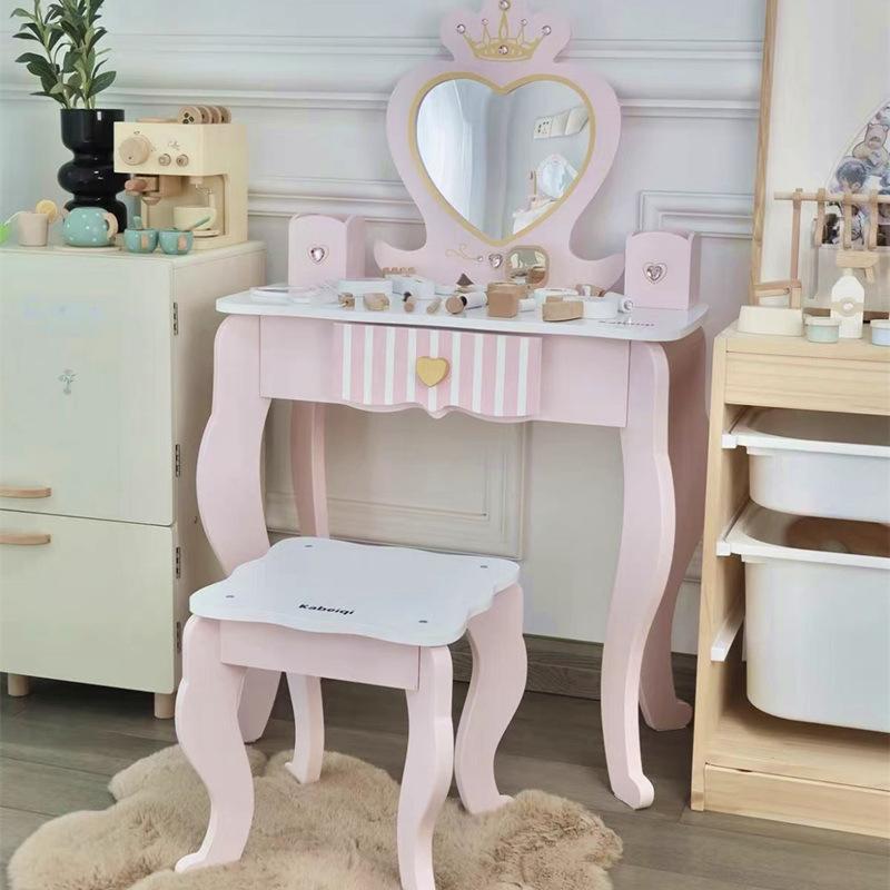 Gisele Polka Dot Vanity With Mirror & Stool – Pink  |  Preschool Preschool Preschool