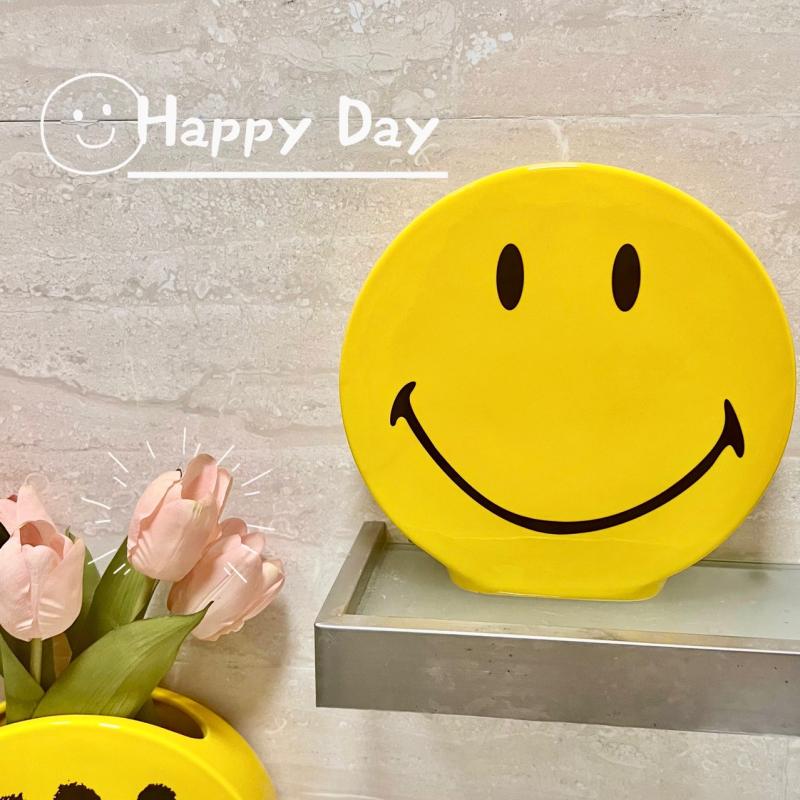 Mirrored Smiley Face Bookends – Yellow  |  Room Accessories Room Accessories Room Accessories