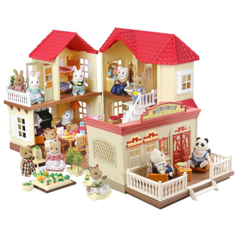 Red Roof Grand Mansion Dollhouse Playset With 3 Figures, Furniture, Vehicle And Accessories  |  Preschool Dolls & Dollhouses Dolls & Dollhouses