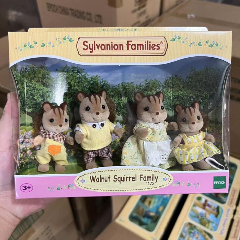 Walnut Squirrel Family, Set Of 4 Collectible Doll Figures  |  Preschool Preschool Preschool